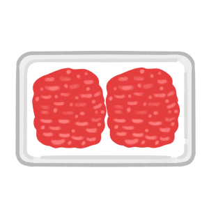 白い発泡トレーに入った合挽き肉のイラスト